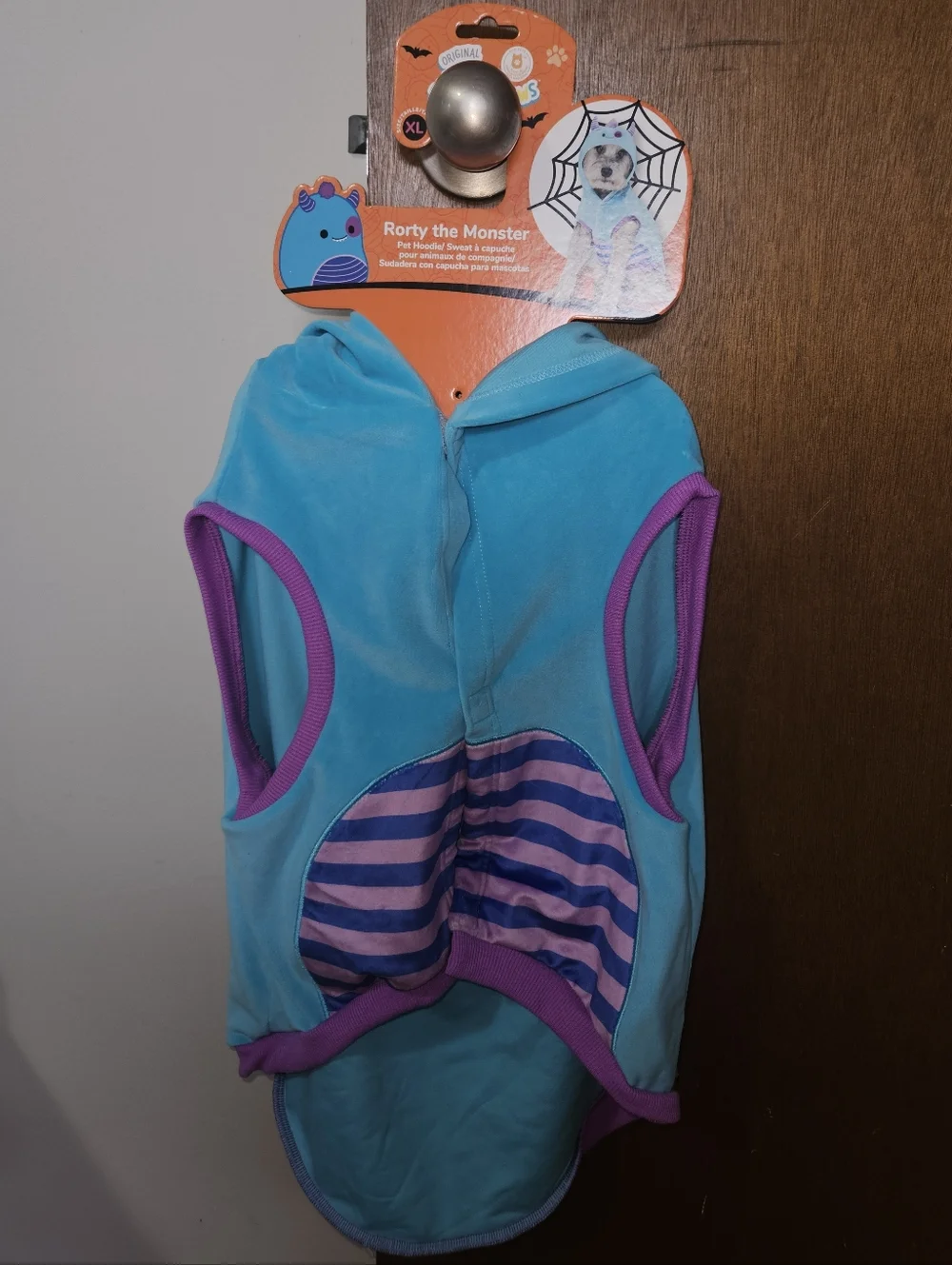 Squishmallows Rorty the Monster Teal & Purple Pet Hoodie Halloween Costume XL